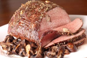 garlic studded herb roast beef