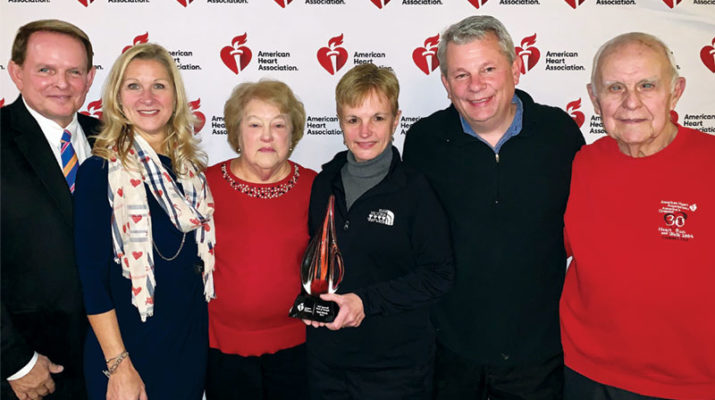 Celebrating the presentation of the Torch of Strength Award are, from left, Albert Pylinski, Liz Campbell, Dorothy Sperbeck-Cornnell, Theresa Swider, Dan Swider, and Allan Sperbeck-Cornnell.